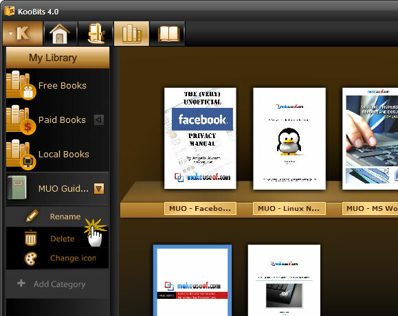 gérer la collection d'ebooks