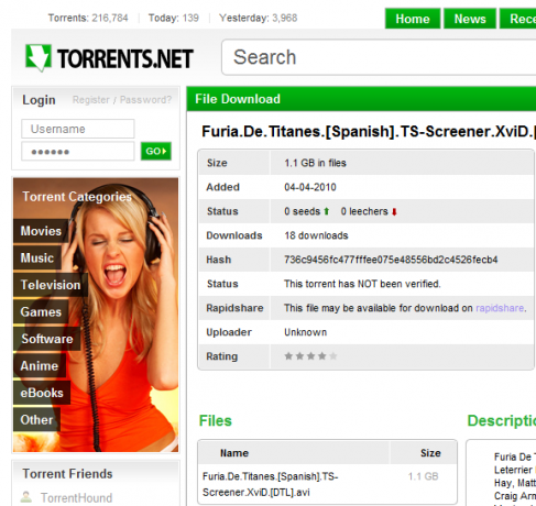 moteur de recherche torrent vérifié