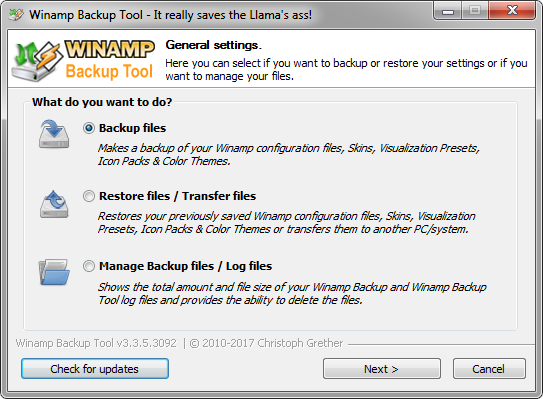 Comment faire des sauvegardes faciles de votre configuration Winamp Winamp Backup Tool