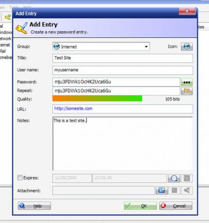 keepass ajouter une entrée