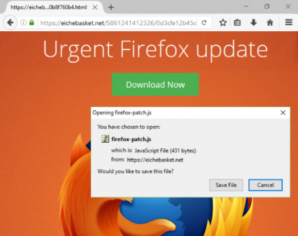 repérer les faux en ligne - fausse page de mise à jour de Firefox
