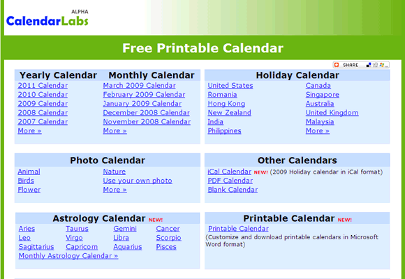 Laboratoires de calendrier