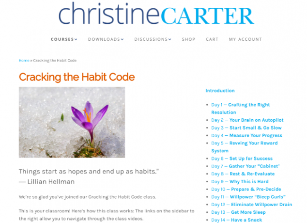 La sociologue Christine Carter dirige un cours gratuit de trois semaines pour construire ou rompre des habitudes à Cracking the Habit Code