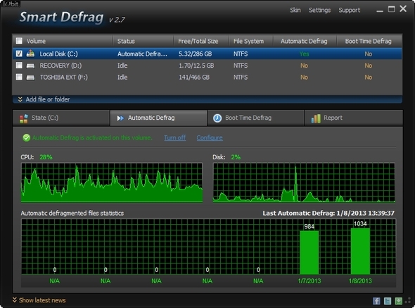 IObit Smart Defrag: Un superbe outil de défragmentation et d'optimisation de disque dur [Windows] Défragmentation automatique de l'interface utilisateur