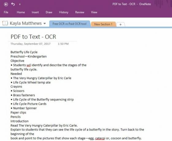 reconnaissance optique de caractères onenote